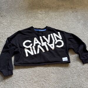 Calvin Klein Black and White Cropped Sweatshirt